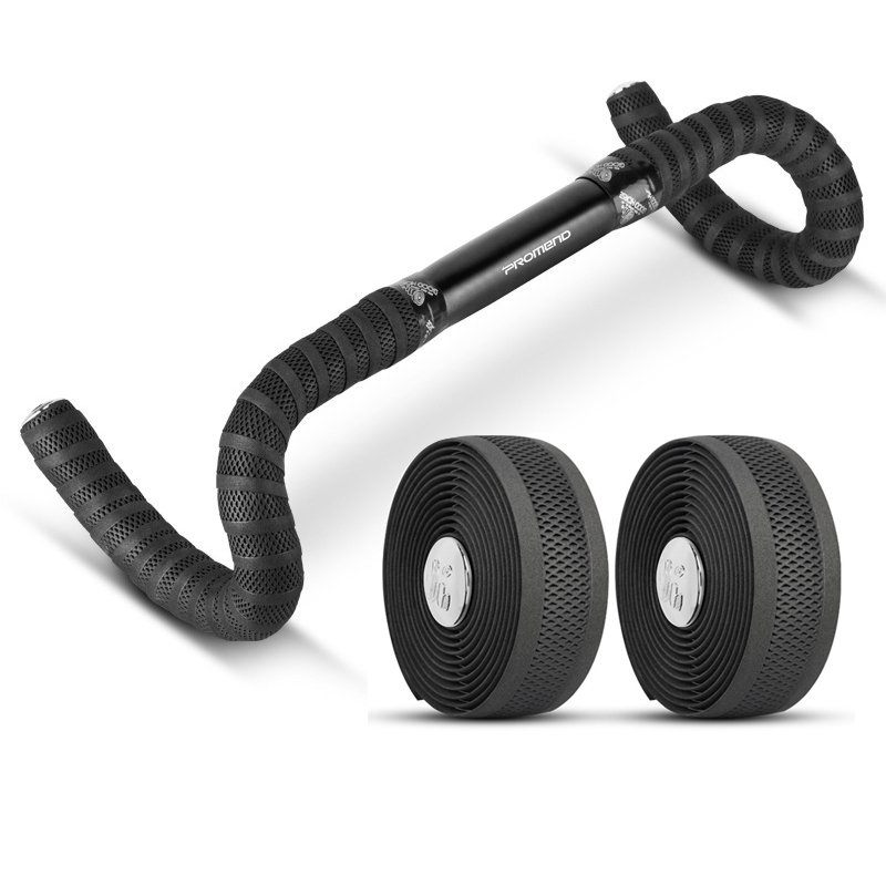 Bike Handlebar Tape - Promend-ロードバイク用の滑り止めテープ,黒,通気性,PU素材,200x3cm,サイクリングアクセサリー