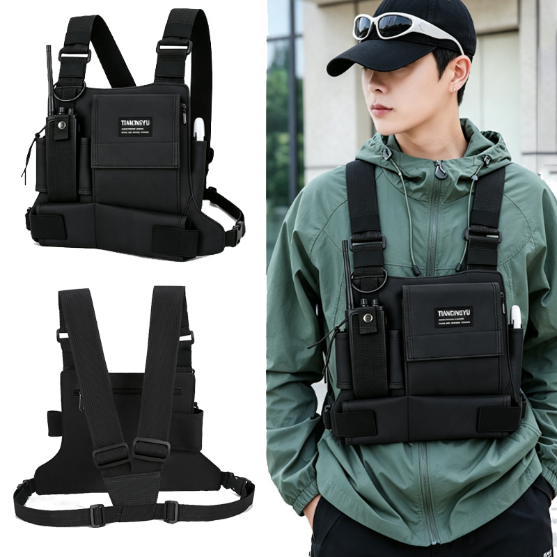 Cycling Backpack - 2026年新作 ユニセックス チェストバッグ 多機能チェストリグバッグ メンズベストバックパック トランシーバーバッグ