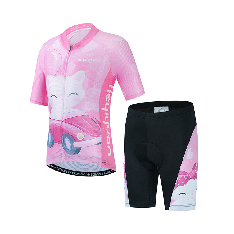 Cycling Gear Girls - Keyiyuan-子供用サイクリングジャージ,半袖サイクリングシャツ