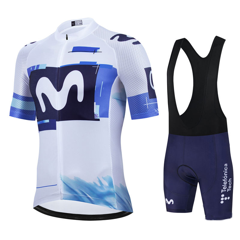 Cycling Gear Logo - Movistar プロチーム夏サイクリングジャージスーツメンズ通気性マウンテン自転車服セットバイクマウンテンマイヨ Ropa Ciclismo