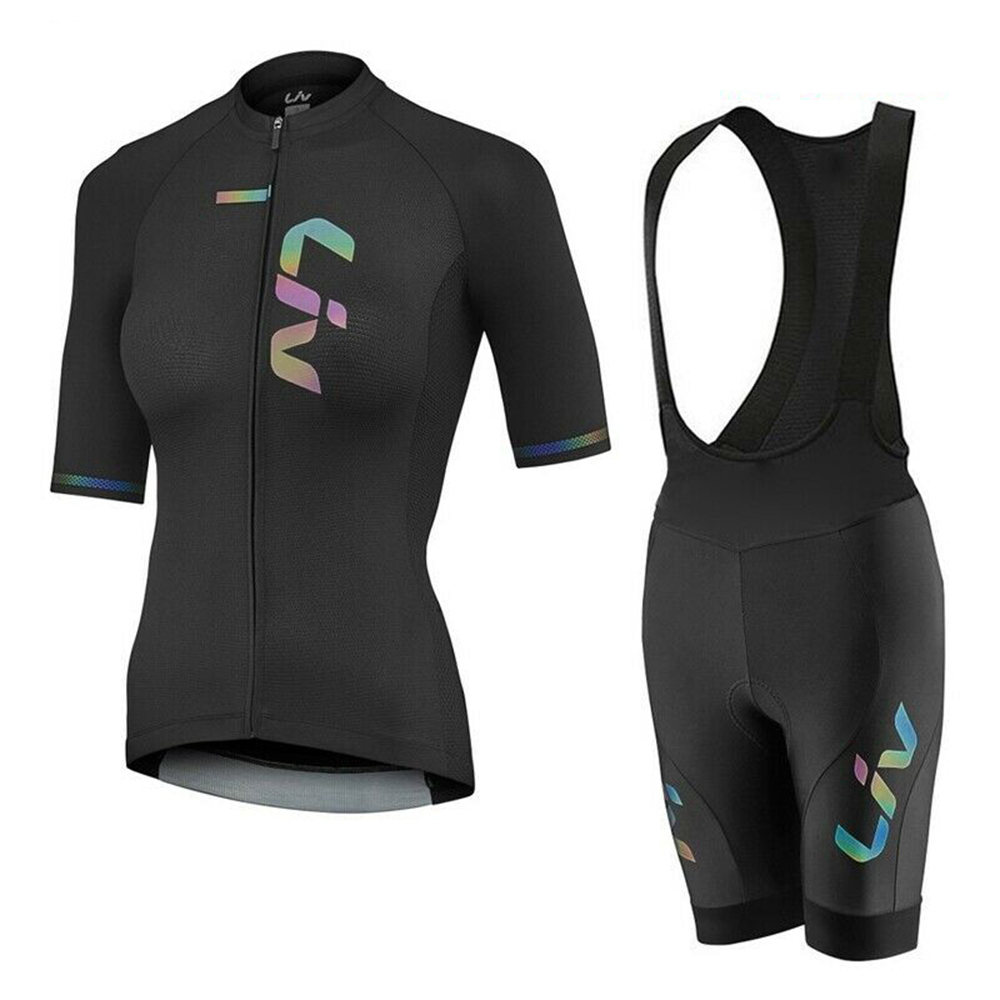 Cycling Gear Girls - Liv-女性用サイクリングジャージとよだれかけショーツ,半袖,マウンテンバイクウェア,サイクリングウェア,19d夏