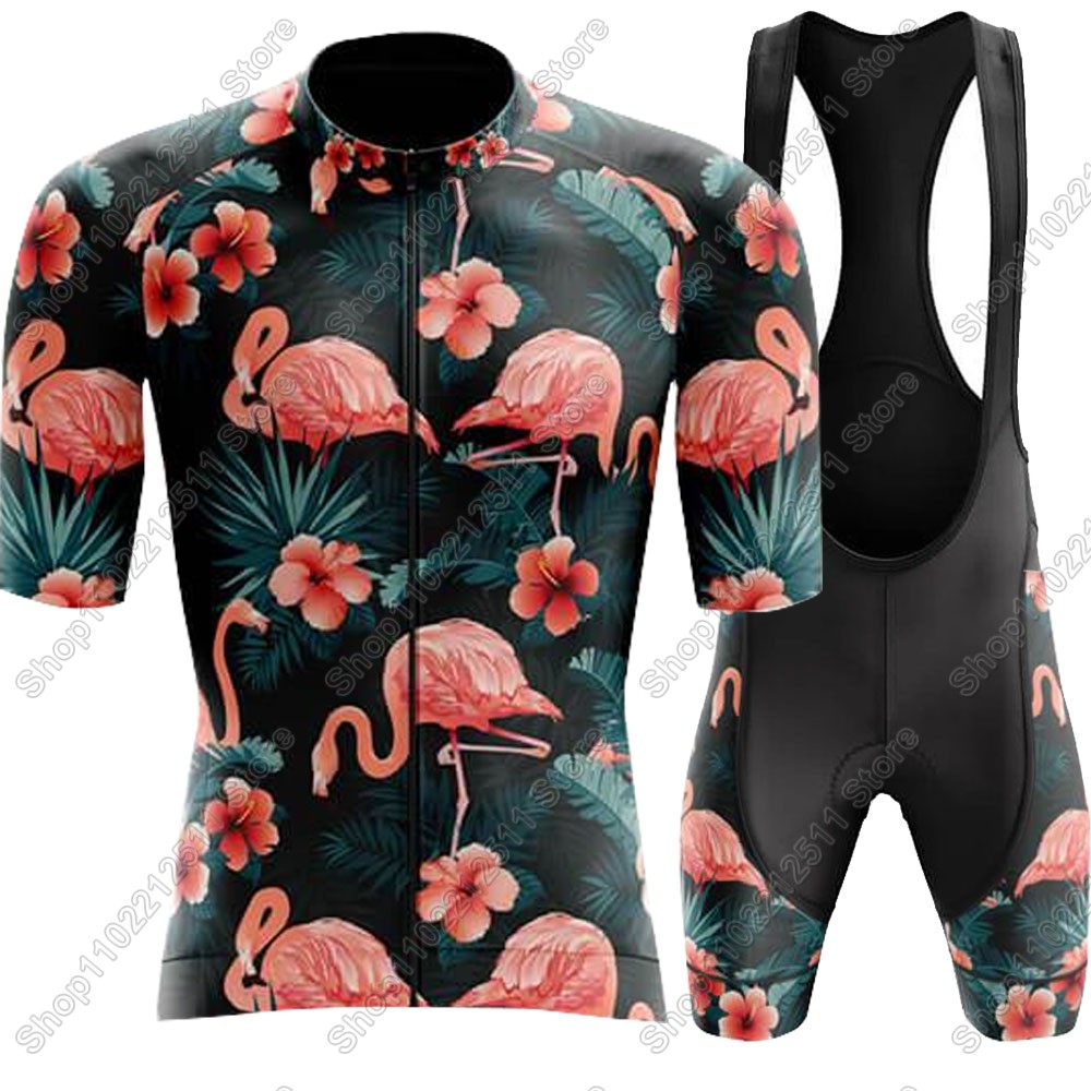 2025 フラミンゴサイクリングジャージセット自転車服男性夏 - Cycling Gear Logo のレビューと価格