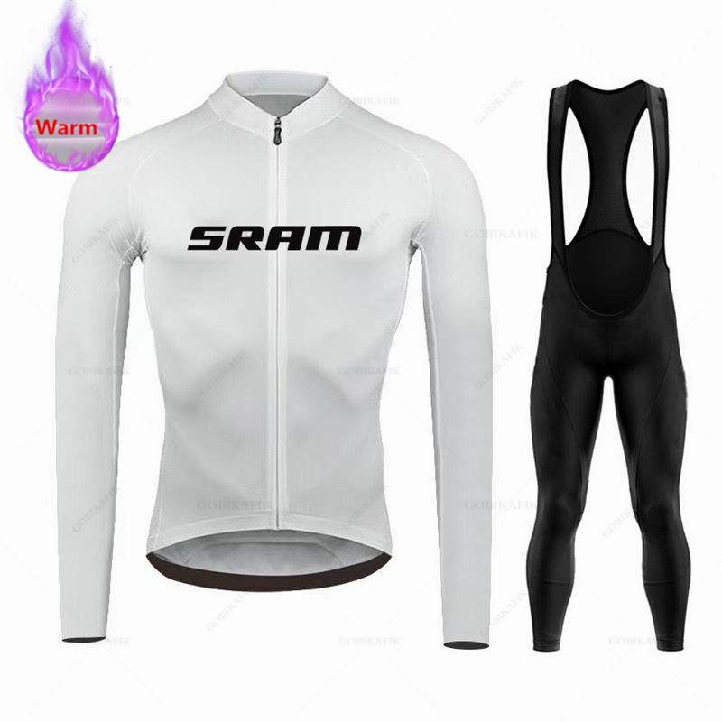 Sramチーム-サーマルフリースサイクリングウェアセット,マ - Cycling Gear Logo のレビューと価格