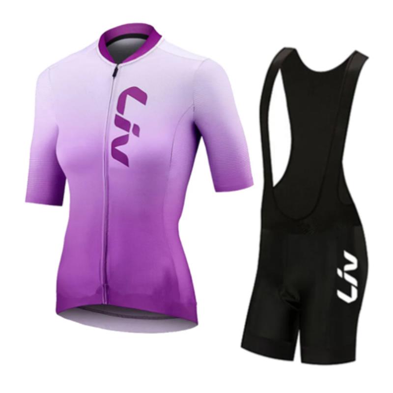 Liv-女性用サイクリングジャージとよだれかけショーツ,半袖 - Cycling Gear Girls のレビューと価格