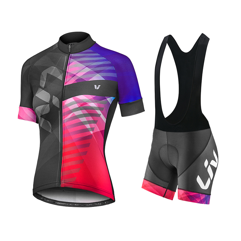Liv-女性用サイクリングジャージとよだれかけショーツ,半袖 - Cycling Gear Girls のレビューと価格